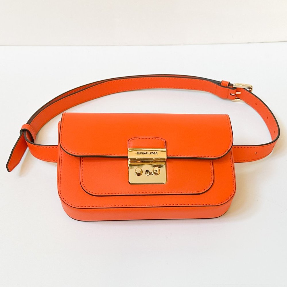 Michael Kors Sloan Editor Small Flap Belt Bag Fanny Pack Clutch Poppy - Picture 7 of 13